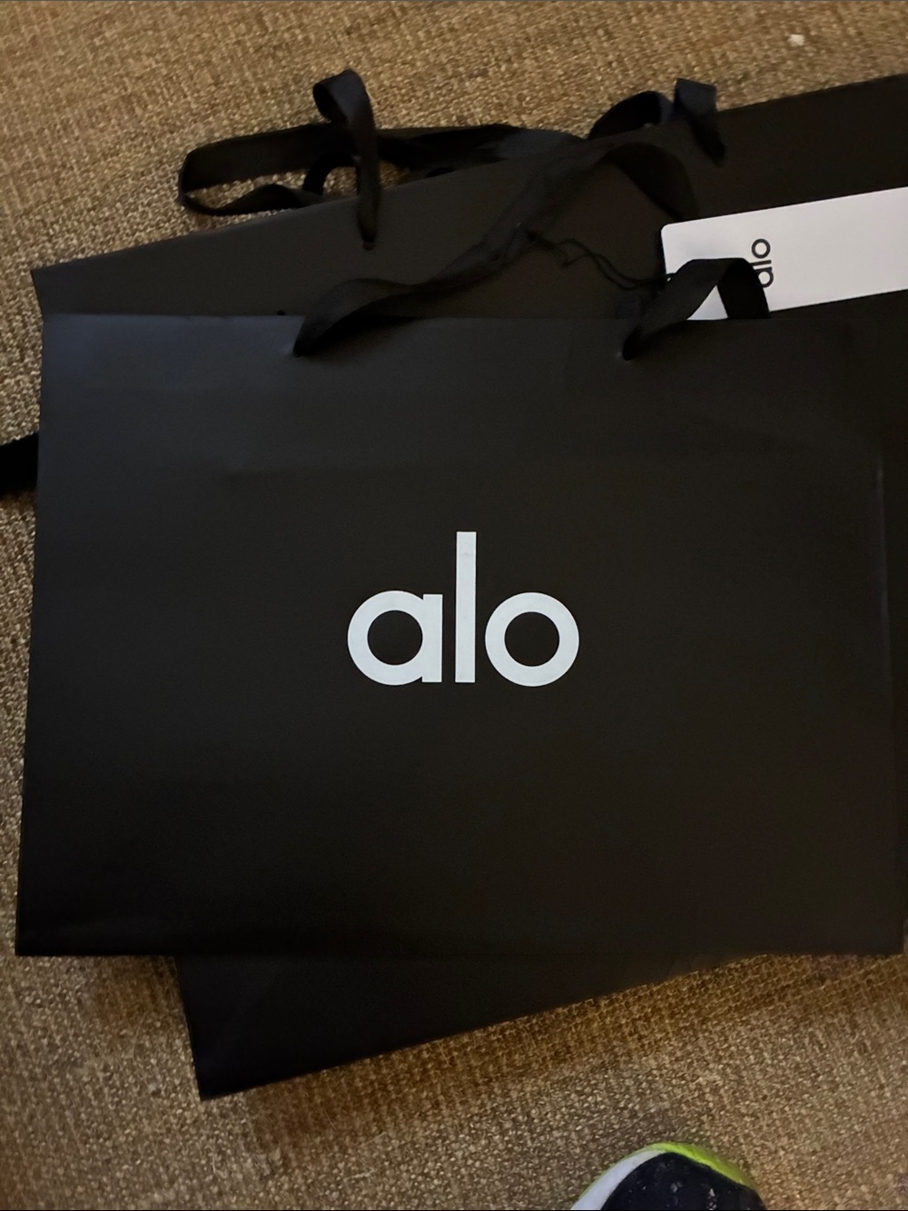 ALO Yoga Black Shopping Bag with White Logo